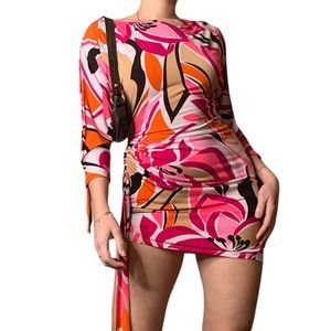Y2K Caché Kaleidoscope Asymmetrical Dress